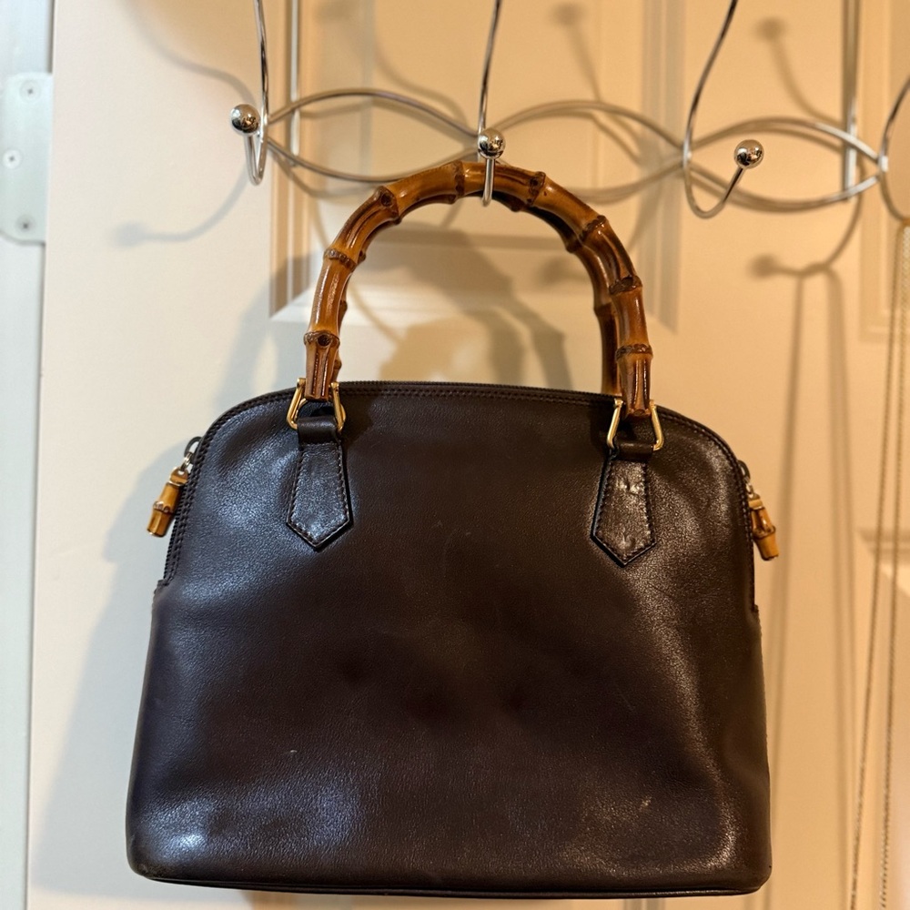 Gucci Dark Brown Leather Bag with Bamboo Handle - Picture 2 of 6